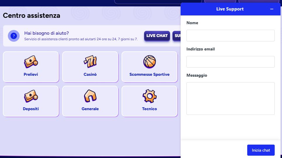 Crea account Spinbara inserendo email e password